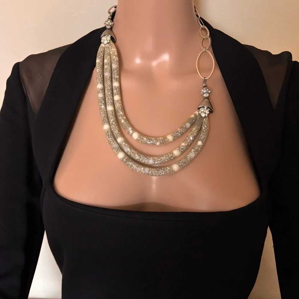 RARE! Rita D Statement Mesh Tube Choker Necklace - Picture 3 of 14